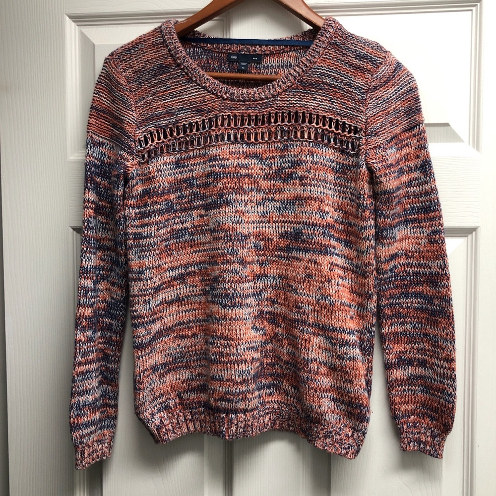 Men's Multicolor Knit Sweater - Coral & Navy
